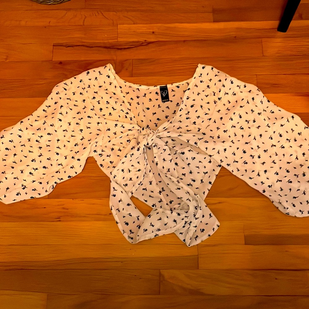 3/4 sleeve sheer wrap top